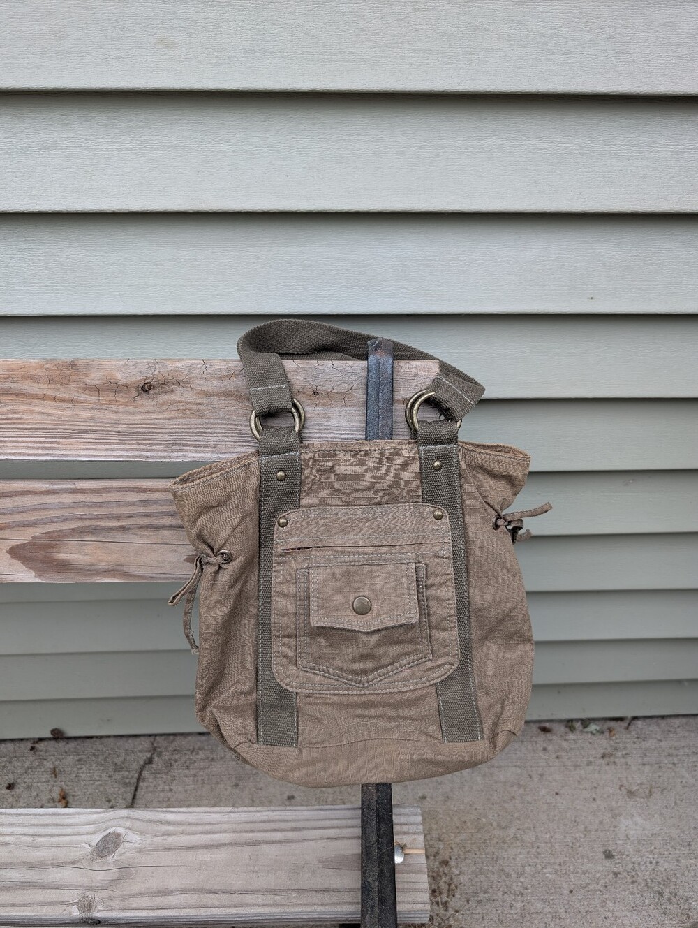 Y2K Brown Canvas Utility Shoulder Bag